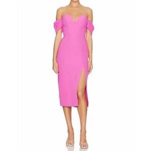 NEW AMANDA UPRICHARD victoria off shoulder midi dress in astr pink